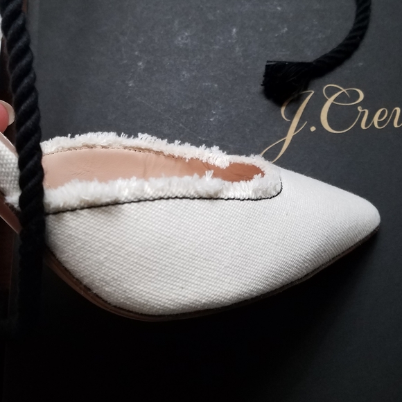 NIB J. Crew Canvas Heels Ankle Rope Tie Fringe 9 - Picture 10 of 11